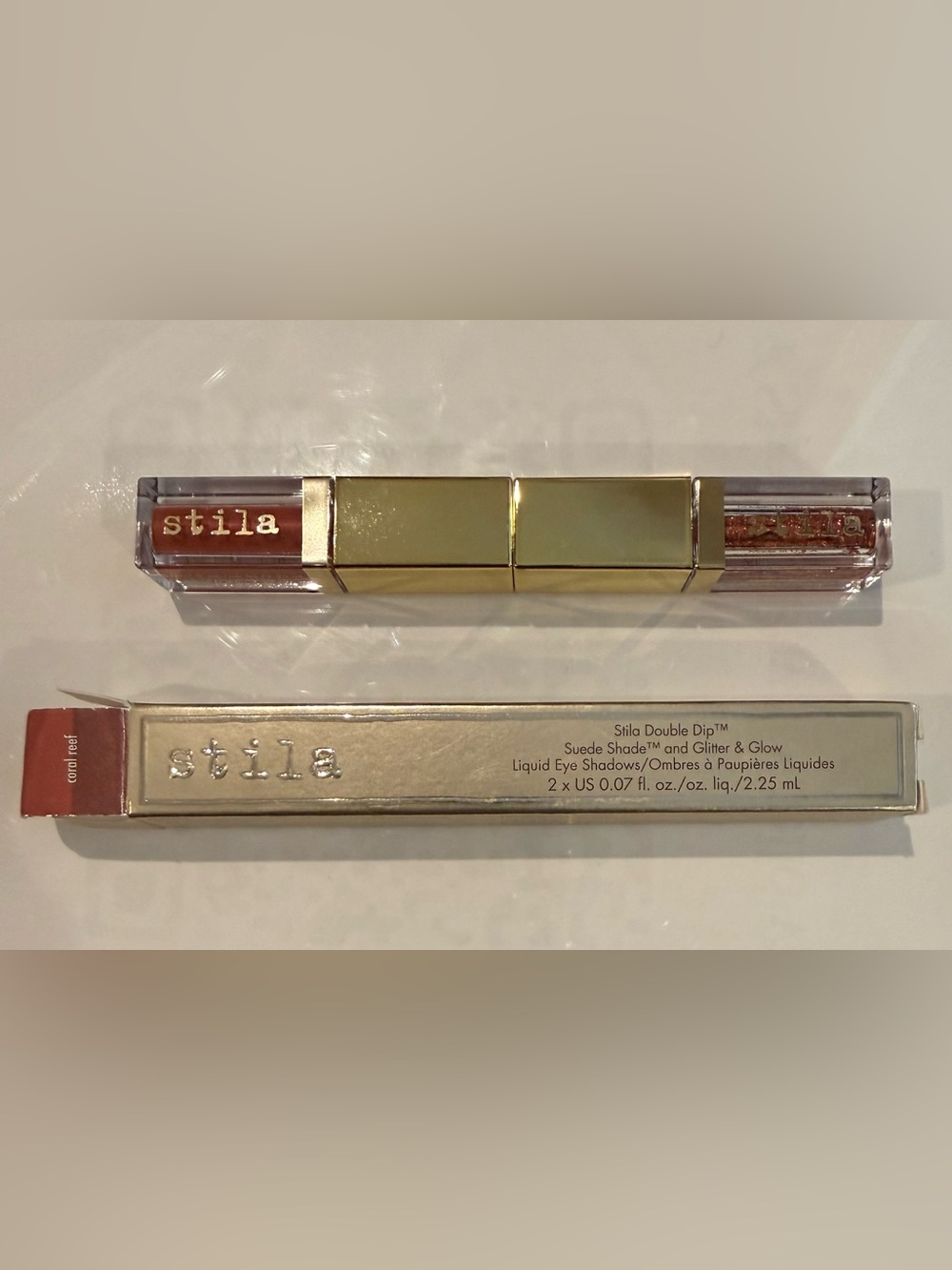 Stila Double Dip Liquid Eye Shadow Duo - Gold Packaging with Bronze Shade